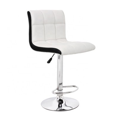 Modern Short Back White Swivel Pu Leather Bar Counter Stools With Footrest