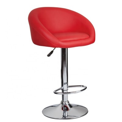 Comfortable Modern Adjustable Red Pu Leather Swivel Bar Stool With Chrome Base ,Pu Bar Chair