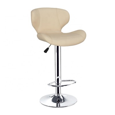 White Chromed Legs Adjustable Modern PU leather Swivel Kitchen Bar Stools